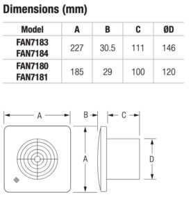 Bathroom Extraction Fan Wellington - Bathroom Exhaust Fan 7 125mm-bathroom-extract-fan-wellington-manrose-dimensions